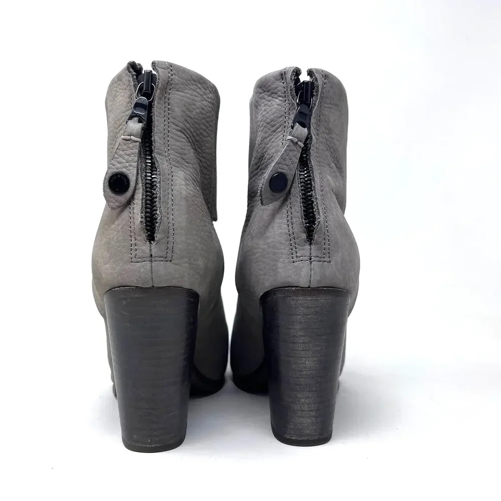 Rag & Bone Newbury Boots Women's 8.5 Elephant Gray Leather Cuff 3.5
